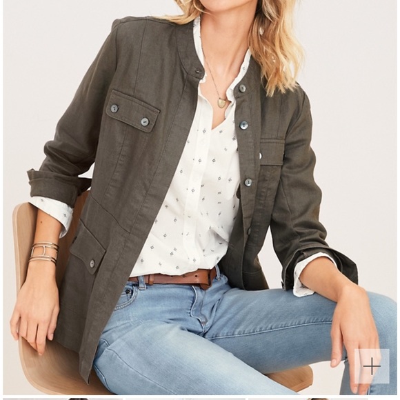 Garnet Hill Linen Cargo Shirt Jacket 